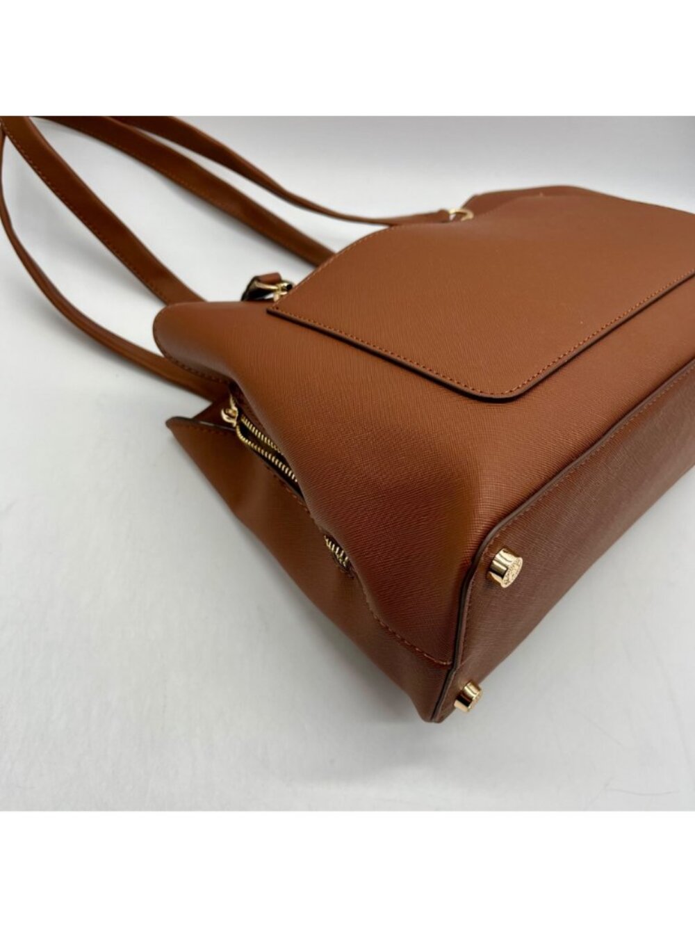 Anne Klein Brown Faux Leather Medium Triple Compartment Satchel Bag - Picture 7 of 12
